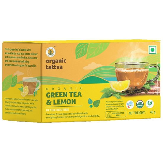 Organic Tattva Organic Tea Bag (2g Each) Green Tea & Lemon image