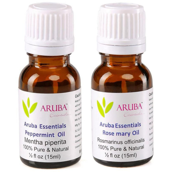 Aruba Essentials Combo Pack of Peppermint Oil and Rose Mary Oil (15ml Each) image