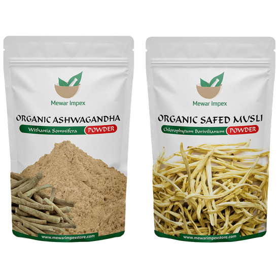 Mewar Impex Combo Pack of Organic Ashwagandha Powder & Organic Safed Musli Powder (100gm Each) image