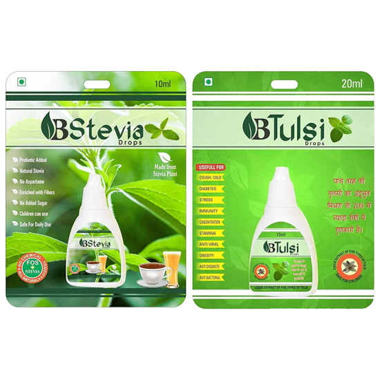 Livebasil Combo Pack of Stevia 10ml and Tulsi 20ml Drop image