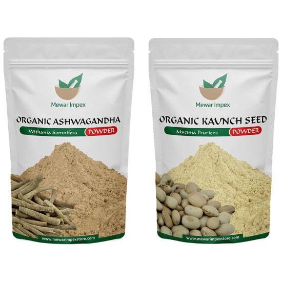 Mewar Impex Combo Pack of Organic Ashwagandha Powder & Organic Kaunch Seed Powder (100gm Each) image