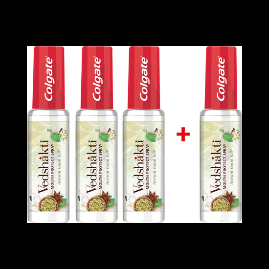 Colgate Vedshakti Mouth Protect Spray (10gm Each) Buy 3 Get 1 Free image