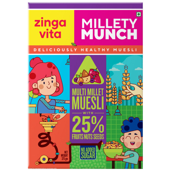 Zingavita Combo Pack of Millety Munch Muesli & Oaty Crunch Muesli (375gm Each) image