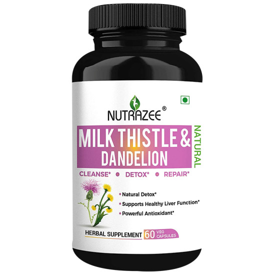 Nutrazee Natural Milk Thistle & Dandelion Veg Capsule for Liver Detox image