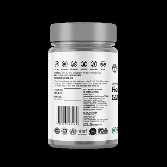 Life Elements Optimized Resveratrol 500 Vegetable Capsule image