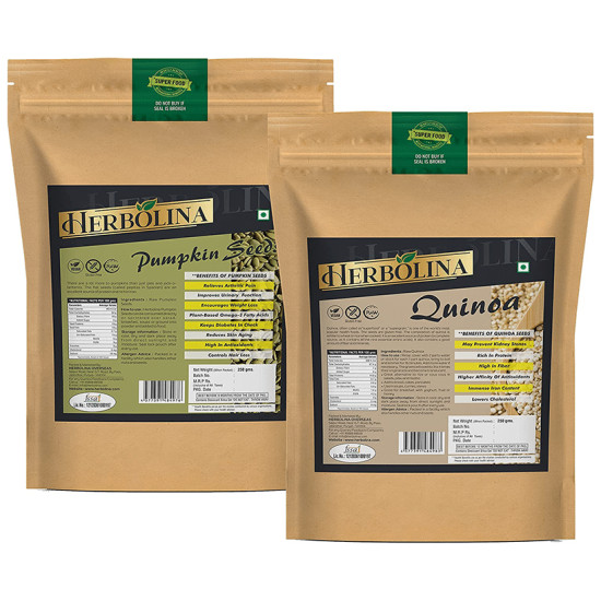 Herbolina Combo Pack of Pumpkin Seeds & Quinoa (250gm Each) image