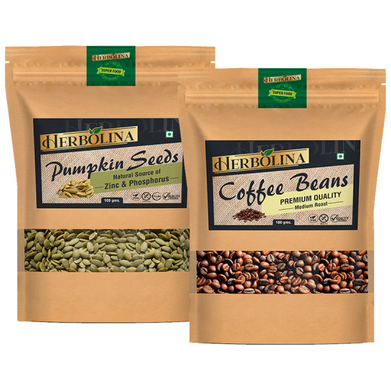 Herbolina Combo Pack of Pumkin Seeds & Coffee Beans (100gm Each) image